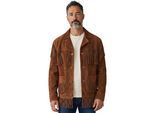 Heren Western Retro Tan Cowboy Leather Fringe Jas - Braga