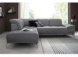 Ecksofa OTTO HOME "Caluna", grau, B:262cm H:97cm T:233cm, Luxus-Microfaser Vintageoptik (100% Polyester);Flachgewebe Mura: (100% Polyester);Luxus-Mikrofaser (90% Polyester, 10% Polyamid), Sofas, Ecksofa, Inkl.Sitztiefenverstellung, wahlweise mit Kopf- und Armteilverstellung