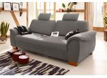 3,5-Sitzer OTTO HOME "Husum", grau, B:225cm H:90cm T:106cm, Luxus-Microfaser mit Druck (100% Polyester);Luxus-Microfaser in Lederoptik (100% Polyester);Luxus-Microfaser ALTARA NUBUCK (100% Polyester), Sofas, 3 5-Sitzer, mit Sitztiefenverstellung, Kontrastnaht und Federkern