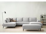 Wohnlandschaft OTTO HOME "TVINNU Cord, 354 cm, mit Hocker", grau (hellgrau), B:354cm H:83cm T:193cm, Sofas, Wohnlandschaft, Recamiere rechts/links, stellbar zum Schlafsofa (Krokodilverbinder)