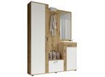 Mid.you Garderobe , Weiss, Eiche Artisan , Holzwerkstoff , 5-teilig , 1 Schublade(n) Schubladen , 145x184x29 cm , Garderobe, Garderobensets & -serien, Garderoben-Set