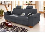3,5-Sitzer OTTO HOME "Husum", grau, B:225cm H:90cm T:106cm, Luxus-Microfaser mit Druck (100% Polyester);Luxus-Microfaser in Lederoptik (100% Polyester);Luxus-Microfaser ALTARA NUBUCK (100% Polyester), Sofas, 3 5-Sitzer, mit Sitztiefenverstellung, Kontrastnaht und Federkern
