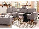 Ecksofa OTTO HOME "Husum L-Form", grau (hellgrau), B:269cm H:90cm T:219cm, Luxus-Microfaser mit Druck (100% Polyester);Luxus-Microfaser in Lederoptik (100% Polyester);Luxus-Microfaser ALTARA NUBUCK (100% Polyester), Sofas, Ecksofa, mit Sitztiefenverstellung, Federkern-Polsterung und Kontrastnaht