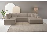 Wohnlandschaft OTTO HOME "FINNLEY Cord U-Form XXL 329 cm - OTTO. Verlässliche Qualität.", grau (taupe), B:329cm H:85cm T:195cm, Bezugstoff 100% PES ;Gramatur 400g/qm +/- 5%, Sofas, Wohnlandschaft, Schlafsofa, Bettkasten, in Bouclé, Struktur fein und Mega Cord
