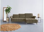 Ecksofa OTTO HOME "Fresh L-Form", grün (olive), B:281cm H:79cm T:185cm, 100% Polyester, Sofas, Ecksofa, Federkern, wahlweise Kopfteilverstellung und motorischer Vorziehsitz