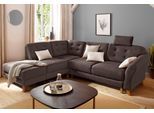 Ecksofa OTTO HOME "Trondheim L-Form", braun (dunkel braun), B:260cm H:89cm T:90cm, Struktur weich ( 97% Polyester, 3% Baumwolle);Luxus-Microfaser ALTARA NUBUCK (100% Polyester);Luxus-Microfaser Lederoptik (100% Polyester), Sofas, Ecksofa, mit Federkern