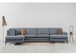 Wohnlandschaft OTTO HOME "Henry, U-Form, Breite 363 cm", grau (light grau), B:363cm H:84cm T:235cm, 100% PES, Sofas, Wohnlandschaft, mit Metallbeinen, Wellenunterfederung, wasserabweisender Stoff