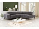 Ecksofa OTTO HOME "Theo L-Form, B: 298 cm", grau (graphite), B:298cm T:222cm, 92% POLYESTER (PES) / 8% POLYAMID (PA), Sofas, Ecksofa, mit Kopfteilverstellung, optional Sitztiefenverstellung