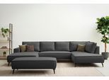 Wohnlandschaft OTTO HOME "TVINNU Leinenoptik, 354, mit Hocker", grau (anthrazit), B:354cm H:83cm T:193cm, Sofas, Wohnlandschaft, Recamiere rechts/links, stellbar zum Schlafsofa (Krokodilverbinder)