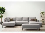 Wohnlandschaft OTTO HOME "TVINNU Leinenoptik, 354, mit Hocker", grau (silbergrau), B:354cm H:83cm T:193cm, Sofas, Wohnlandschaft, Recamiere rechts/links, stellbar zum Schlafsofa (Krokodilverbinder)