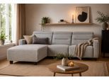 Ecksofa OTTO HOME "CARPARI Webstoff,L-Form,224 cm, man./elektr. Relaxfunktion", grau (hellgrau), B:263cm H:97cm T:179cm, Sofas, Ecksofa, (USB A/C), sowie Kopfteilverstellung