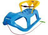 Schlitten JAMARA "Snow Play Schlitten Snow-Star 90 cm, mit Rückenlehne", blau, Schlitten, KinderB:46cm H:29cm L:90cm, Kunststoff, Schlitten, Made in Europe, B:46cm H:29cm L:90cm