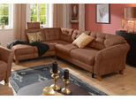 Ecksofa OTTO HOME "Trondheim L-Form, B: 260 cm, Federkern, Komfortsitz", braun (cognac), B:260cm H:89cm T:90cm, Struktur weich ( 97% Polyester, 3% Baumwolle);Luxus-Microfaser ALTARA NUBUCK (100% Polyester);Luxus-Microfaser Lederoptik (100% Polyester), Sofas, Ecksofa, mit Schlaffunktion und Stauraum, Eckcouch frei stellbar