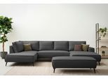 Wohnlandschaft OTTO HOME "TVINNU Leinenoptik, 354, mit Hocker", grau (anthrazit), B:354cm H:83cm T:193cm, Sofas, Wohnlandschaft, Recamiere rechts/links, stellbar zum Schlafsofa (Krokodilverbinder)