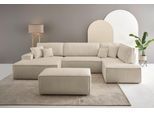 Wohnlandschaft OTTO HOME "FINNLEY Cord U-Form XXL 329 cm - OTTO. Verlässliche Qualität.", beige (creme), B:329cm H:85cm T:195cm, Bezugstoff 100% PES ;Gramatur 400g/qm +/- 5%, Sofas, Wohnlandschaft, Schlafsofa, Bettkasten, in Bouclé, Struktur fein und Mega Cord