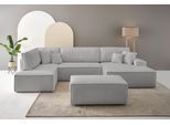 Wohnlandschaft OTTO HOME "FINNLEY Cord U-Form XXL 329 cm - OTTO. Verlässliche Qualität.", grau, B:329cm H:85cm T:195cm, Bezugstoff 100% PES ;Gramatur 400g/qm +/- 5%, Sofas, Wohnlandschaft, Schlafsofa, Bettkasten, in Bouclé, Struktur fein und Mega Cord
