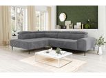 Ecksofa OTTO HOME "Theo L-Form, B: 298 cm", grau (iron), B:298cm T:222cm, 92% POLYESTER (PES) / 8% POLYAMID (PA), Sofas, Ecksofa, mit Kopfteilverstellung, optional Sitztiefenverstellung
