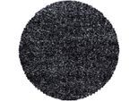 Hochflor-Teppich AYYILDIZ TEPPICHE "Enjoy Shaggy", grau (anthrazit), H:50mm Ø:200cm, Kunstfaser, Teppiche, auch als Läufer, Shaggy, Langflor, meliert, Wohnzimmer