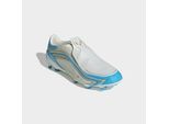 Fußballschuh ADIDAS PERFORMANCE "F50 MESSI LEAGUE, FESTE BÖDEN", Damen, Gr. 44, ivory, semi blau burst, icey blau, Synthetik, Schuhe Fußballschuh, Außensohle für Rasen und feste Böden