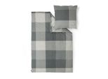 Bettwäsche BUGATTI "Satin-Flanell Kombi-Bettwäsche bugatti", grau, B/L: 140cm x 200cm, 1 Stk., 1 Stk., Mako-Satin, B/L: 80cm, 2 Stk., Mako-Satin, Obermaterial: 100% Baumwolle, Bettwäsche, Bettwäsche, mit glatter Satin- und kuscheliger Flanellseite