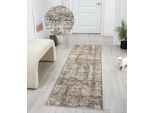 Teppich OTTO HOME "Selin" Gr. 12, braun, B:80cm H:9mm L:300cm, Kunstfaser, Teppiche, Teppich, dezenter Glanz, Schrumpf-Garn-Effekt, im Vintage-Look, dichte Qualität