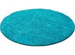 Hochflor-Teppich AYYILDIZ TEPPICHE "Life Shaggy 1500 , auch als Läufer und in Rund erhältlich" Gr. 10, blau (türkis), H:30mm Ø:200cm, Kunstfaser, Teppiche, Langflor, uni, große Farb- und Größenauswahl. Wohnzimmer, alle Räume, Topseller