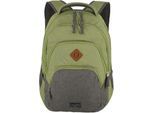 Laptoprucksack TRAVELITE "BASICS Melange", Gr. B/H/T: 31cm x 45cm x 16cm, grün (grau, grün), Polyester, Basic, Rucksäcke Laptoprucksack, ideal für Freizeit, Arbeit, Schule und Reisen