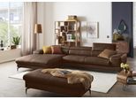 Ecksofa W.SCHILLIG "piedroo, Designsofa mit tollem Sitzkomfort, bequem und elegant, L-Form", braun (tabacco z69), B:343cm H:70cm T:193cm, Longlife Xtra-Leder Z69: Das feinnarbige, gedeckte Softleder Z69 besticht durch seine außergewöhnliche Weichheit im trendigen »Vintage-Look«, Hautstärke 0, 9 - 1, 1 mm, Sofas, Ecksofa, Kopfteilverstellung, wahlweise mit Sitztiefenverstellung, Breite 343cm