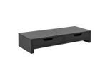 [en.casa] Monitorständer, Dunkelgrau, Holzwerkstoff, 2 Schubladen, 60x11x22 cm, Arbeitszimmer, Bürozubehör