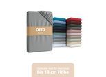 Spannbettlaken OTTO HOME "Physalis Basic und PREMIUM Qualität, 100% Baumwolle, Jersey und Biber", grau, B:180cm L:200cm, Jersey (160 g/m²), Obermaterial: 100% Baumwolle, Bettlaken, Spannbettlaken, Bettlaken für Matratzen bis 18 cm Höhe, Spannbetttuch, Laken