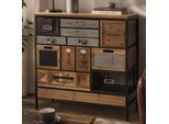 Apothekerkommode MCW-Q77, Schrank Highboard Schubladen Industrial Vintage/Shabby Holz Metall 85x84x36cm