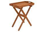 Gardenson , Braun , Holz , Eukalyptusholz , Hartholz , rechteckig , 60x75x39 cm , FSC MIX , klappbar, abnehmbares Tablett, einfacher Aufbau ,