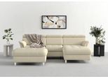 Ecksofa SIT & MORE "Marano L-Form", beige (creme), B:257cm T:166cm, 98% Polyester, 2% Polyamid, Sofas, Ecksofa, inklusive Kopfteilverstellung, optional Schlaffunktion & Bettkasten