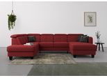 Wohnlandschaft SIT & MORE "Belluci U-Form", rot (bordeaux), B:321cm H:85cm T:195cm, Sofas, Wohnlandschaft, Kopfteilverstellung und Federkern, wahlweise mit Schlaffunktion