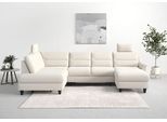 Wohnlandschaft SIT & MORE "Farö U-Form", beige (creme), B:325cm H:90cm T:187cm, Sofas, Wohnlandschaft, inklusive Federkern, wahlweise mit Schlaffunktion und Bettkasten