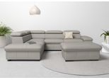 Ecksofa OTTO HOME "Alberto L-Form", grau (hellgrau), B:272cm H:73cm T:226cm, Luxus-Microfaser Lederoptik (100% Polyester);Luxus-Microfaser weich (9)0% Polyester / 10% Polyamid;Luxus-Microfaser Vintageoptik (100% Polyester);Microfaser Antiklederoptik (100% Polyester), Sofas, Ecksofa, mit Kopfteilverstellung, wahlweise mit Schlaffunktion