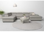 Wohnlandschaft OTTO HOME "Alberto U-Form, B: 350 cm, mit Kopfteilverstellung, XXL-Sofa", grau (hellgrau), B:350cm H:73cm T:228cm, Luxus-Microfaser in Lederoptik (100% Polyester);Microfaser in Antiklederoptik (100% Polyester);Luxus-Microfaser Vintageoptik (100% Polyester);Luxus-Microfaser weich (90%Polyester 10%Polyamid), Sofas, Wohnlandschaft, mit Schlaffunktion, Couch mit Lederoption