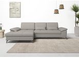 Ecksofa OTTO HOME "Costello L-Form, B: 301 cm mit Sitztiefen-, Armteilverstellung &", grau (hellgrau), B:301cm H:89cm T:176cm, Luxus-Microfaser (90% Polyester, 10% Polyamid);Samtoptik (100% Polyester), Sofas, Ecksofa, 3 Nierenkissen, optional Schlaffunktion & Bettkasten