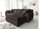 Ecksofa HOME AFFAIRE "Cara Mia L-Form, B: 325 cm, XXL-Sofa mit 4 Zierkissen", braun (dunkelbraun), B:325cm H:87cm T:183cm, Luxus-Microfaser Vintageoptik (100% Polyester);Microfaser Antiklederoptik (100% Polyester), Sofas, Ecksofa, mit Schlaffunktion & Bettkasten, Liegefl. 145x270 cm