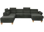 Wohnlandschaft OTTO HOME "Conville U-Form", grau (anthrazit), B:322cm H:84cm T:217cm, 100% Polyester, Sofas, Wohnlandschaft, Kopfteilverstellung wahlweise mit Schlaffunktion und Bettkasten