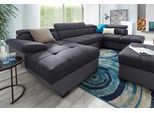 Wohnlandschaft COTTA "Speedway U-Form", grau (schwarz, schwarz), B:332cm H:79cm T:102cm, Kunstleder SOFTLUX / Luxus-Microfaser (100% Polyester);Flachgewebe (100% Polyester) / Struktur fein ( 100% Polyester);Kunstleder SOFTLUX / Struktur (100% Polyester), Sofas, Wohnlandschaft, mit Kopfteilverstellung, wahlweise mit Schlaffunktion & Bettkasten