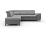 Ecksofa SIT & MORE "Cabrio L-Form, B: 274 cm, mit Sitztiefen-, Arm- & Kopfteilverstellung", grau, B:274cm H:87cm T:230cm, 100% Polyester, Sofas, Ecksofa, 3 Nierenkissen, Federkern, optional Schlaffunktion und Stauraum