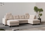Wohnlandschaft OTTO HOME "Varese", beige (creme), B:304cm H:91cm T:170cm, 100% Polyester, Sofas, Wohnlandschaft, wahlweise mit Schlaffunktion und Bettkasten