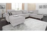 Wohnlandschaft SIT & MORE "Avignon U-Form", silber, B:331cm H:97cm T:228cm, Flachgewebe (90% Polyester, 10% Polyamid);Luxus-Microfaser (100% Polyester);Struktur (100% Polyester), Sofas, Wohnlandschaft, optional Schlaffunktion & Stauraum, inklusive Kopfteilverstellung