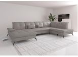 Wohnlandschaft SIT & MORE "Amica, U-Form, inkl. Sitztiefenverstellung und Armteilverstellung", grau (light grau), B:357cm H:90cm T:231cm, Sofas, Wohnlandschaft, wahlweise mit Kopfteilverstellung, Schlaffunktion und Bettkasten
