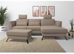 Ecksofa SIT & MORE "Olsen L-Form", grau (taupe), B:261cm H:88cm T:172cm, 98% Polyester 2%Polyamid, Sofas, Ecksofa, inklusive Sitztiefenverstellung, optional Schlaffunktion, 15cm hoch