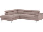 Ecksofa COTTA "Komaris L-Form, B: 249 cm", beige (mud), B:249cm H:72cm T:100cm, Microfaser PRIMABELLE (100% Polyester);Kunstleder SOFTLUX;Feinstruktur (100% Polyester);Kunstleder SOFTLUX/Struktur (100% Polyester);NaturLEDER, Sofas, Ecksofa, mit Kopfteilverstellung, optional Schlaffunktion, Bettkasten & Licht