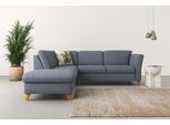 Ecksofa HOME AFFAIRE "Trelleborg L-Form", blau (blaugrau), B:252cm H:86cm T:213cm, 100% Polyester, Sofas, Ecksofa, Federkern-Polsterung, wahlweise mit Schlaffunktion und Stauraum