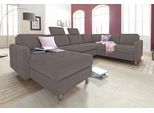 Wohnlandschaft SIT & MORE "Pablo U-Form, B: 292cm, inkl. 2 Kopfstützen", grau (elefant), B:292cm H:80cm T:87cm, Struktur (100% Polyester);Kunstleder SOFTLUX;Luxus-Microfaser ALTARA NUBUCK (100% Polyester), Sofas, Wohnlandschaft, wahlweise mit Schlaffunktion und Bettkasten