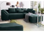Ecksofa COLLECTION AB "Sally L-Form, B: 256 cm", grün (flaschengrün), B:256cm H:87cm T:165cm, Microfaser PRIMABELLE (100% Polyester) / Struktur (80% Polyester, 20% Acryl);Struktur (80% Polyester, 20% Acryl);Kunstleder SOFTLUX / Struktur (80% Polyester, 20% Acryl);Microfaser PRIMABELLE (100% Polyester) / Cord (100% Polyester), Sofas, Ecksofa, 1 Zierkissen, optional Schlaffunktion & Bettkasten